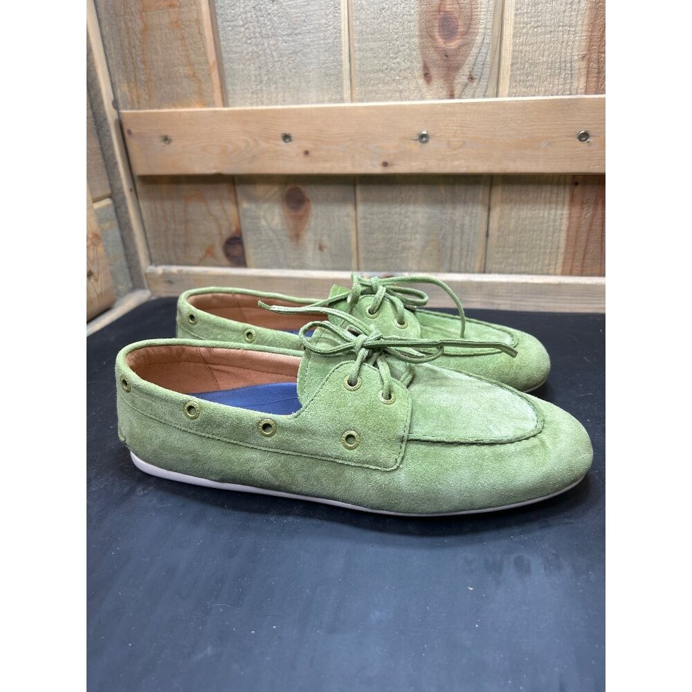Sperry Womens Slimboat Suede Moccasin Loafers Green Sz 9.5 Casual Slip-On Shoes